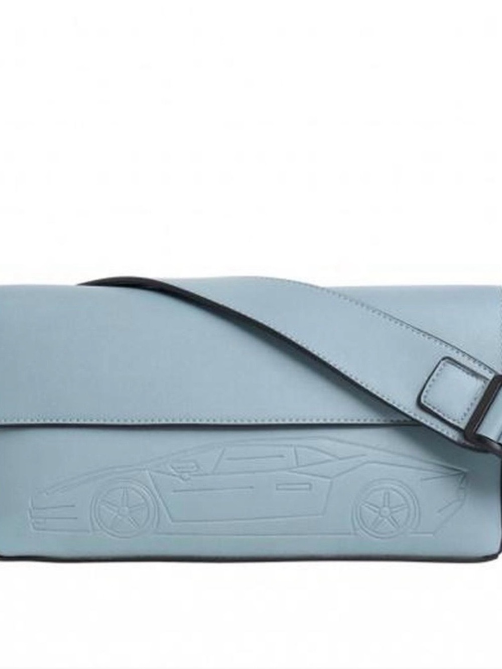 Light Blue women’s Leather Crossbody Bag with Car Embossing